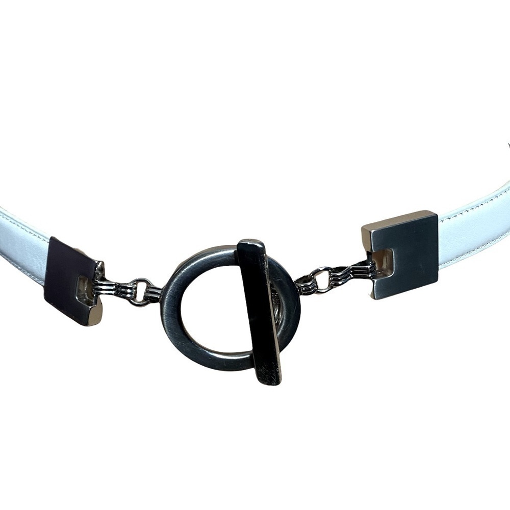 WHITE Leather Toggle Belt